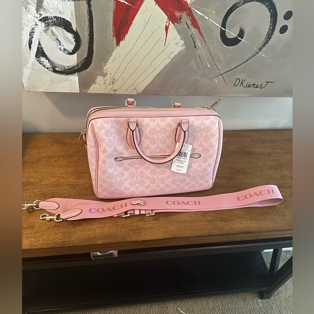 Coach Light Pink Signature Satchel - Picture 8 of 12